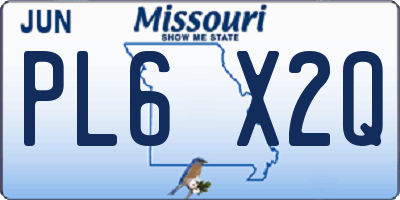 MO license plate PL6X2Q
