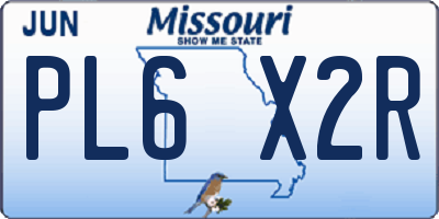 MO license plate PL6X2R