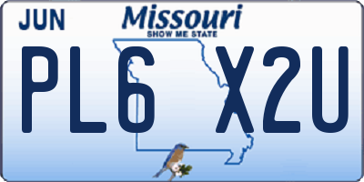 MO license plate PL6X2U