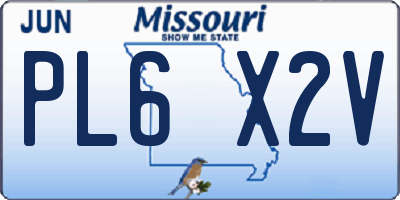MO license plate PL6X2V