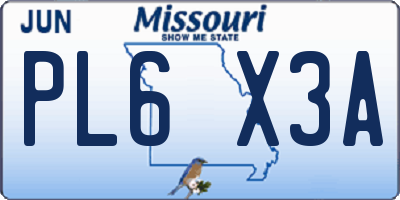 MO license plate PL6X3A