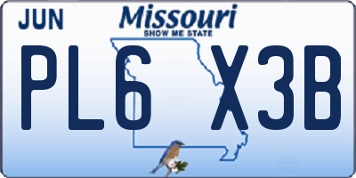 MO license plate PL6X3B