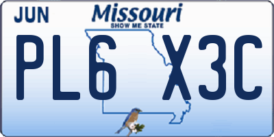 MO license plate PL6X3C
