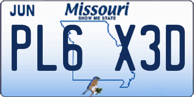 MO license plate PL6X3D