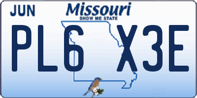 MO license plate PL6X3E