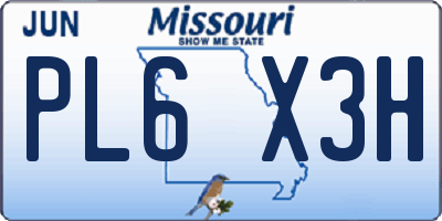 MO license plate PL6X3H