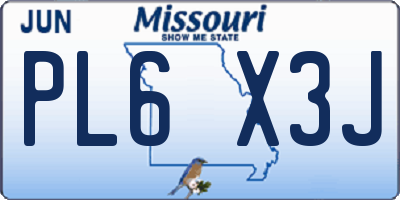 MO license plate PL6X3J