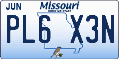 MO license plate PL6X3N