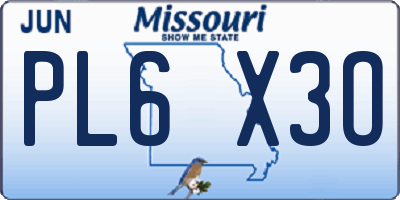 MO license plate PL6X3O