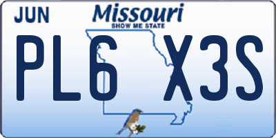 MO license plate PL6X3S