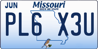 MO license plate PL6X3U