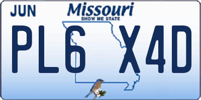 MO license plate PL6X4D
