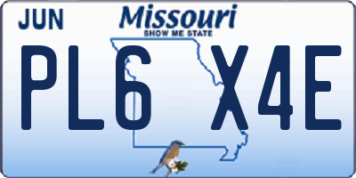MO license plate PL6X4E