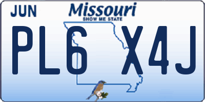 MO license plate PL6X4J