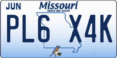 MO license plate PL6X4K