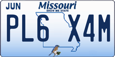 MO license plate PL6X4M