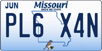 MO license plate PL6X4N