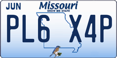 MO license plate PL6X4P