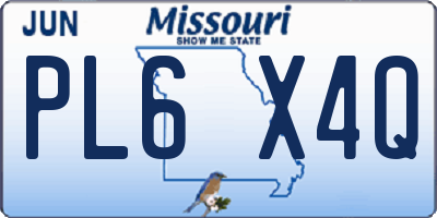 MO license plate PL6X4Q