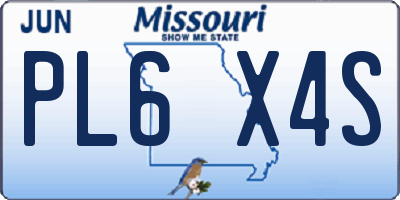 MO license plate PL6X4S