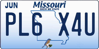 MO license plate PL6X4U