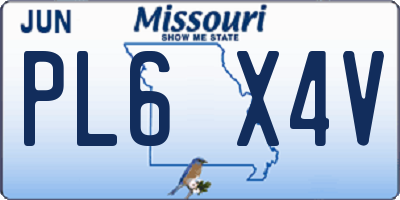 MO license plate PL6X4V