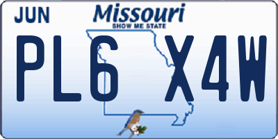 MO license plate PL6X4W