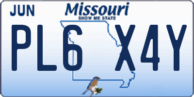 MO license plate PL6X4Y
