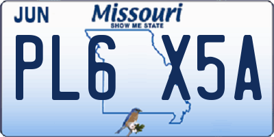MO license plate PL6X5A