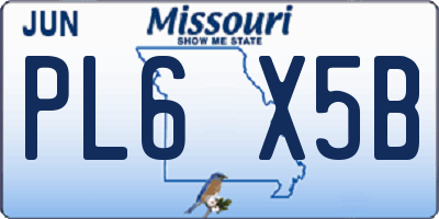 MO license plate PL6X5B
