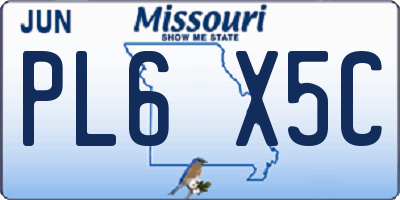 MO license plate PL6X5C