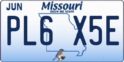 MO license plate PL6X5E