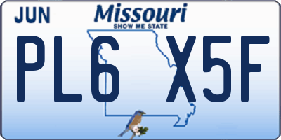 MO license plate PL6X5F