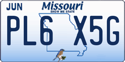 MO license plate PL6X5G