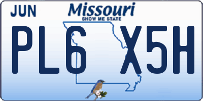 MO license plate PL6X5H