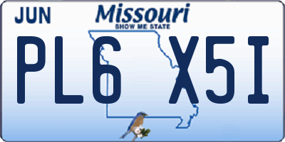 MO license plate PL6X5I