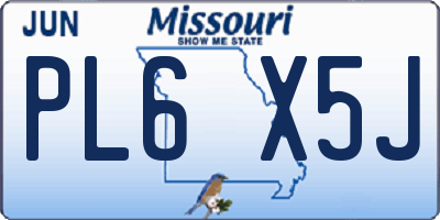 MO license plate PL6X5J