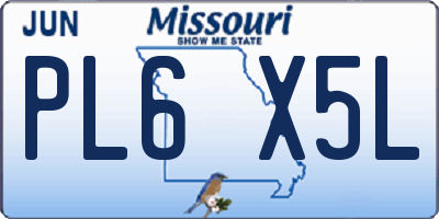 MO license plate PL6X5L