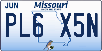 MO license plate PL6X5N