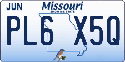 MO license plate PL6X5Q