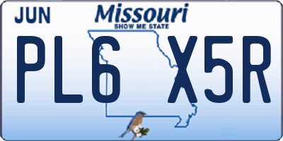 MO license plate PL6X5R