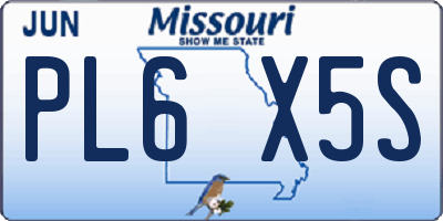 MO license plate PL6X5S