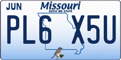 MO license plate PL6X5U