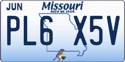 MO license plate PL6X5V