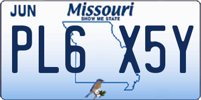 MO license plate PL6X5Y