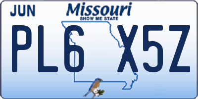 MO license plate PL6X5Z