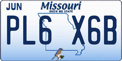 MO license plate PL6X6B