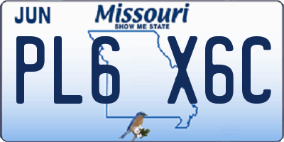 MO license plate PL6X6C