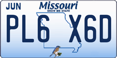MO license plate PL6X6D
