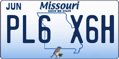 MO license plate PL6X6H